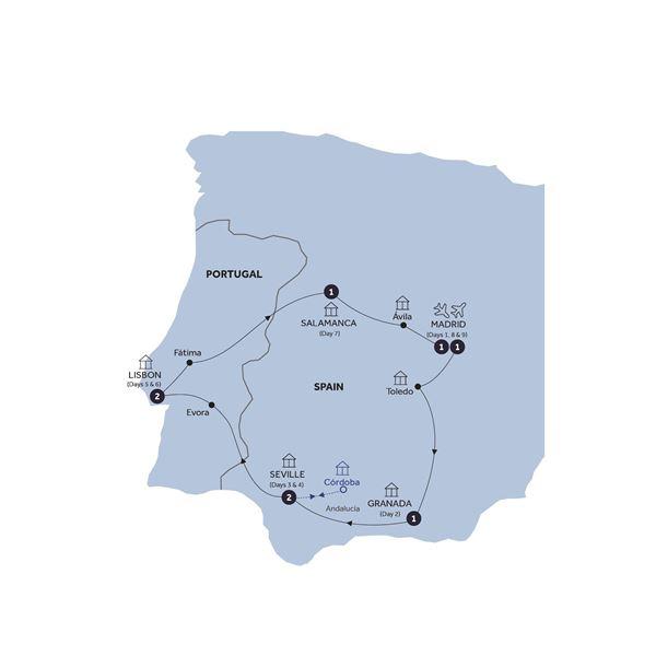 Amazing Spain & Portugal - Classic Group, Winter route map