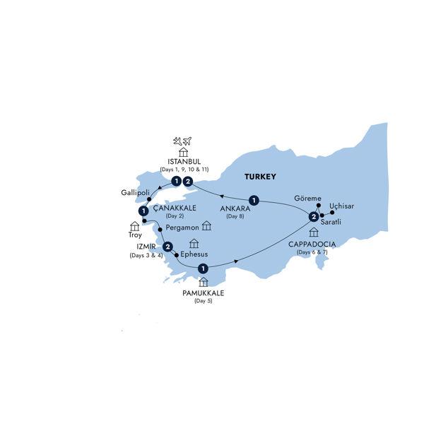 Wonders of Turkey - Classic Group, Summer route map