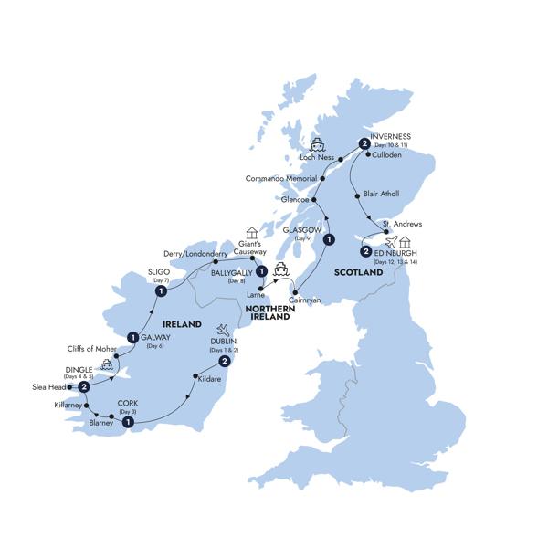 Best of Ireland & Scotland - Classic Group route map