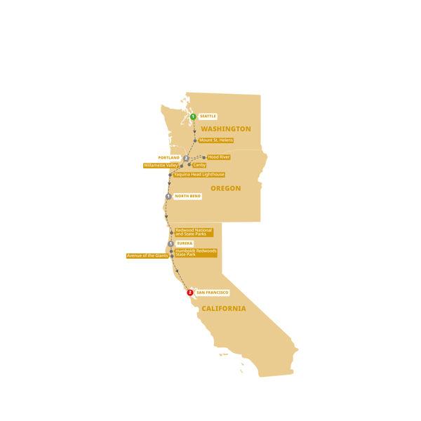 Best of the Pacific Northwest route map