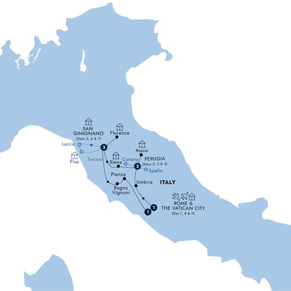 Country Roads of Tuscany & Central Italy - Classic Group route map