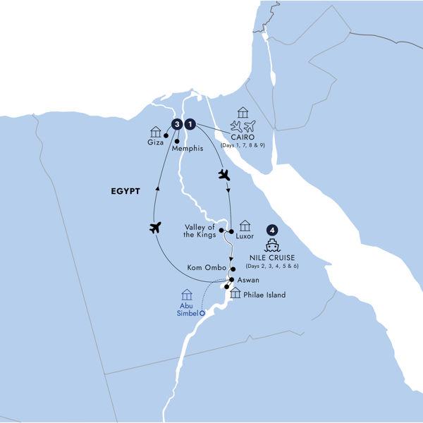 Wonders of Egypt - Classic Group, Summer route map