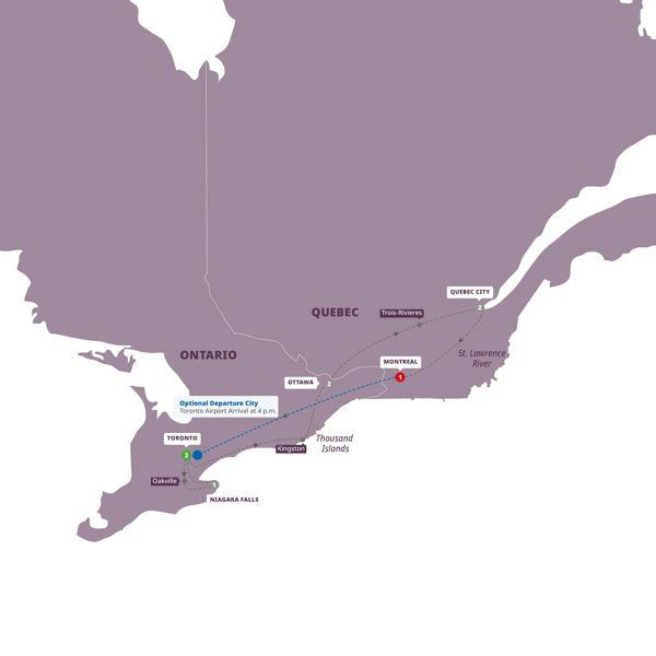 Best of Eastern Canada End Montreal route map