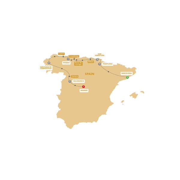 Northern Spain route map