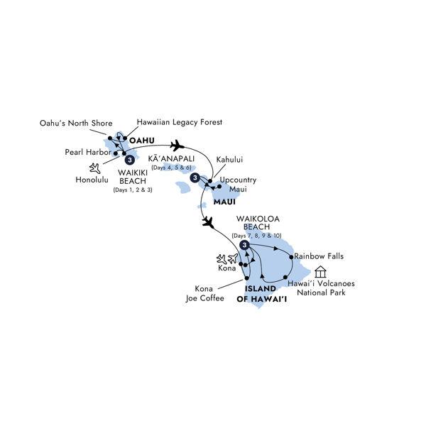 Hawaii with Oahu, Maui & the Big Island - Classic Group route map