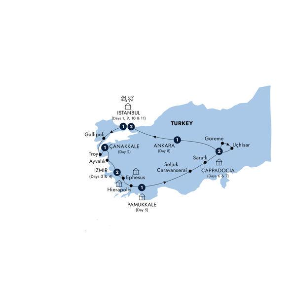 Wonders of Turkey - Small Group, Summer route map