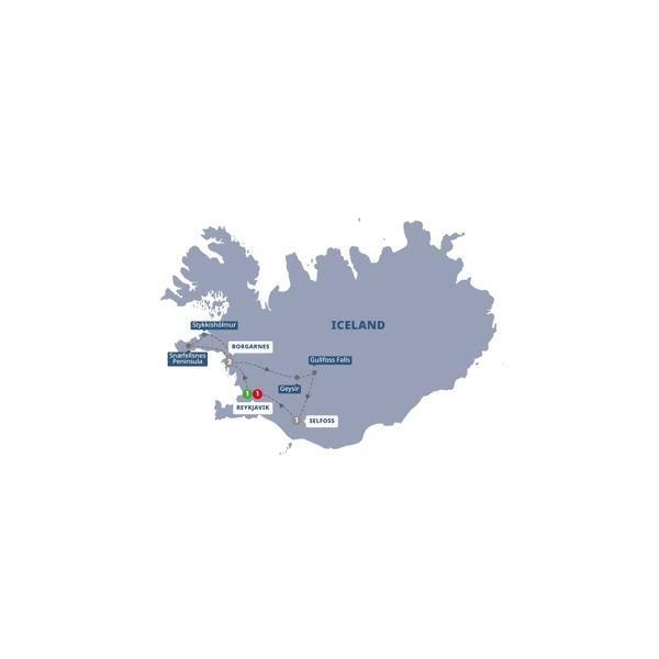 Iceland including the Blue Lagoon route map