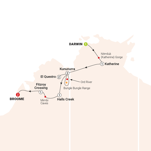 Untamed Kimberley route map