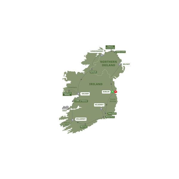 Irish Experience route map