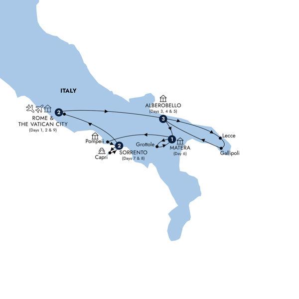Country Roads of Southern Italy route map