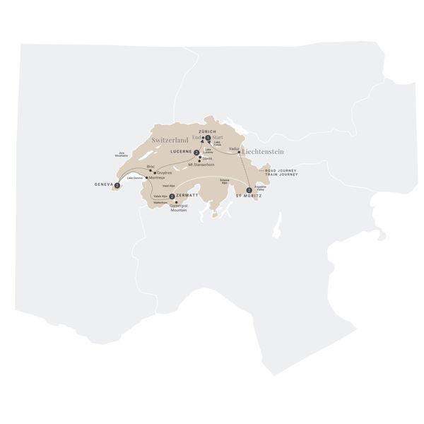 Majestic Switzerland route map