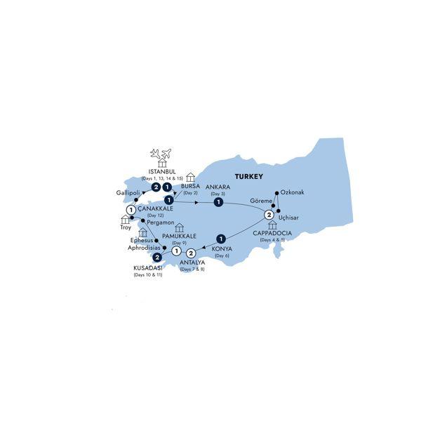 Treasures of Turkey - Classic Group route map