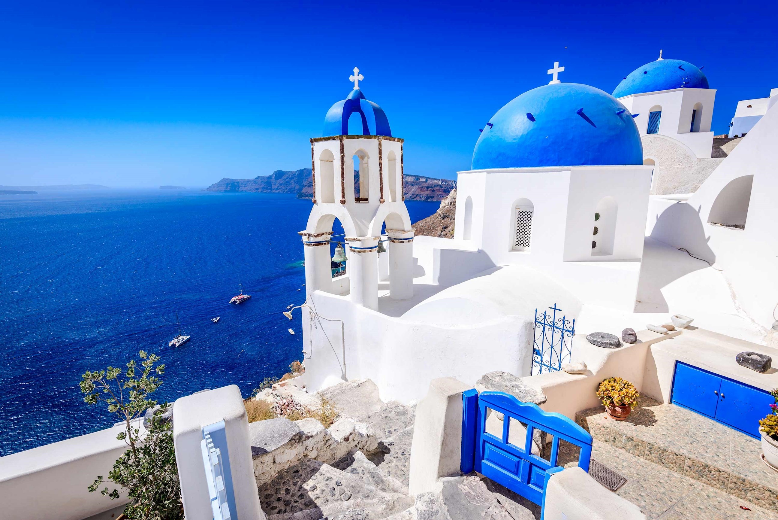 A seaside view of Santorini, Greece