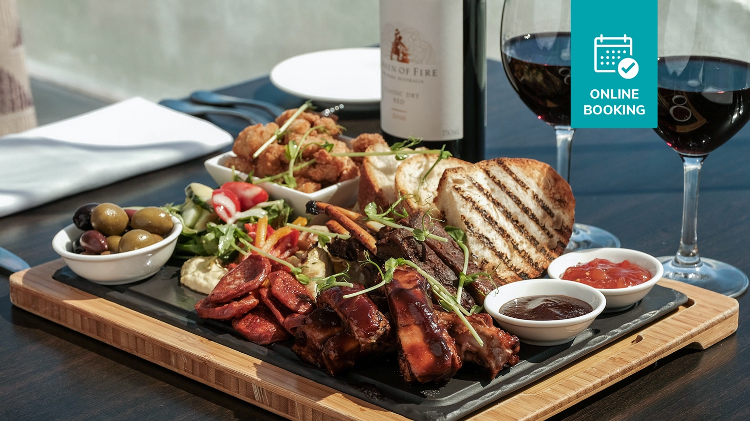 BBQ Meat Platter with a Bottle of Wine on Scarborough 