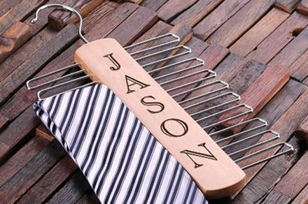 Personalised Wooden Tie Hanger - Great Gift for Dad!