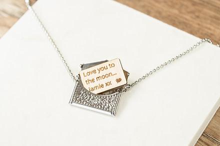 Personalised Mini Envelope Necklace with Engraved Letter