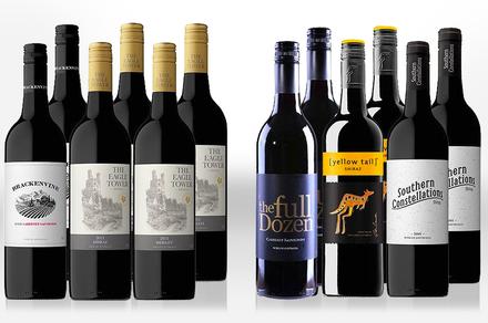 Dozen Mixed Aussie Reds Including Yellow Tail Shiraz, Delivered