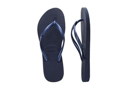 Havaianas Women's Slim Metallic Marinho Navy Blue Thongs - Four Sizes Available