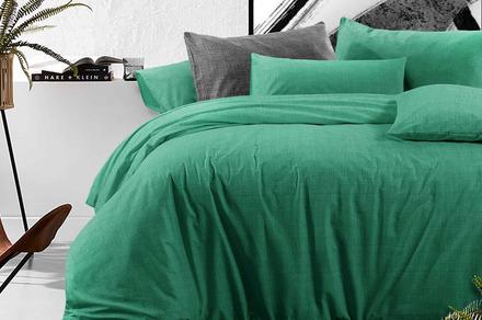Amsons 100% Cotton Textured Print Mountain Meadow Quilt Cover Set