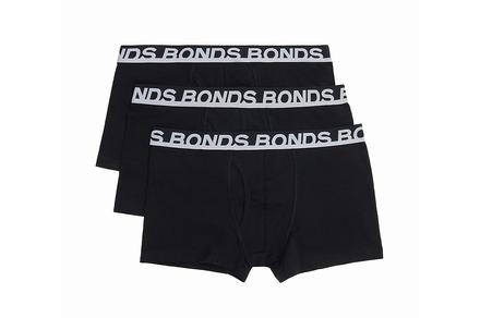 Three pack of Bonds Men's Everyday Trunks Underwear in Black
