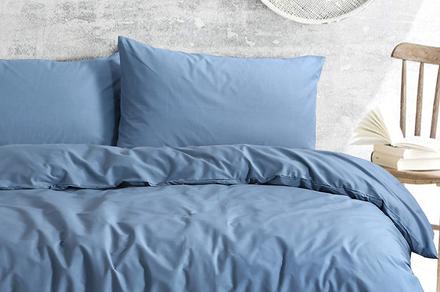 Amsons Plain Dyed Marine Quilt Cover Set