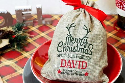 Personalised Mini Drawstring Christmas Sack