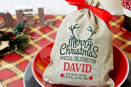 Personalised Mini Drawstring Christmas Sack