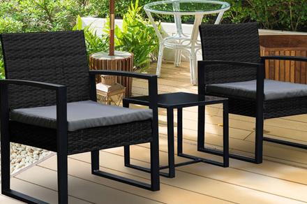 Arcadia Furniture Three PIece Patio Set in Black and Grey