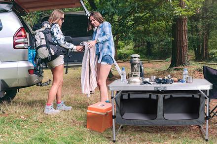 Levede Aluminum Foldable Camping Table w/ Storage