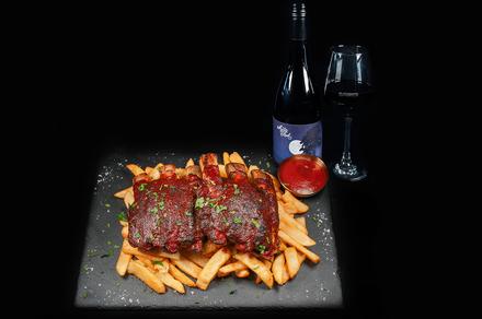 Sydney: 1kg Beef Back Ribs Platter, Chips & Wine Lunch for Two at Elements Bar & Grill