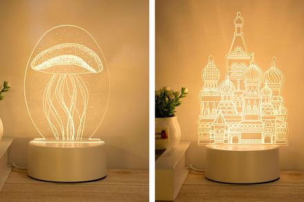 3D Illusion LED Night Lights in Various Shapes