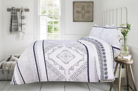 Amsons New Hampton White Blue Quilt Cover Set + Extra Pillowcases