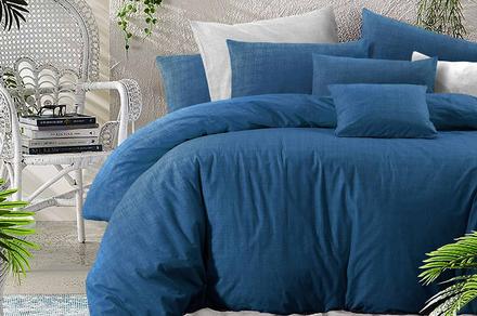 Amsons 100% Cotton Textured Print Nautical Twilight Quilt Cover Set