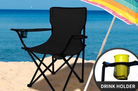 Levede Black Portable Folding Chair w/ Arm Rest