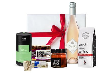 Deluxe Coffee, Nibbles and Red or Rosé Wine Hampers