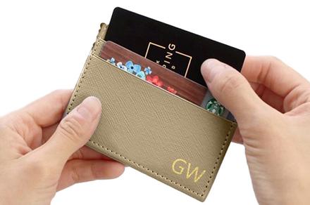 Monogrammed Saffiano Leather Cardholder or Chic Pouch