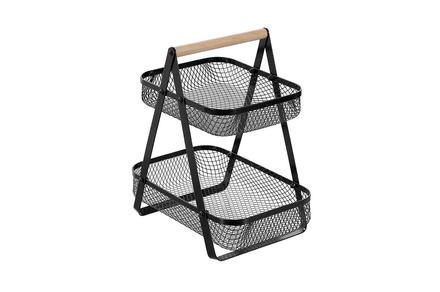 Box Sweden Two-Tier 29cm Organiser Rack with Handle in Black