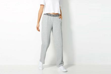 Bonds Women's Essential Terry Straight Track Pants in Black & Grey