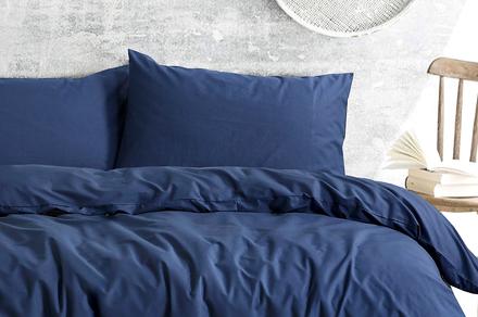 Amsons Plain Dyed Deep Blue Quilt Cover Set