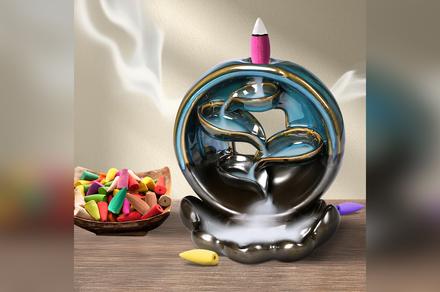 Rounded Waterfall Incense Burner with 10 Incense Cones