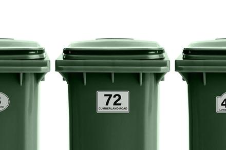 Six-Pack of Personalised Wheelie Bin Stickers
