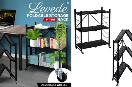 Foldable Black Storage Rack