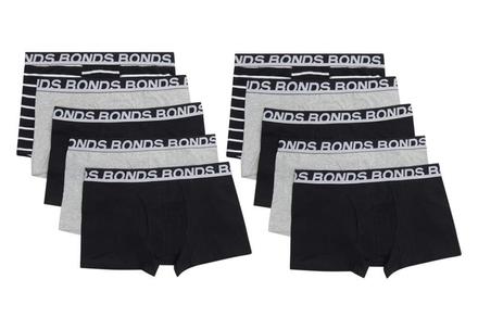 10 Pack of Bonds Men's Everyday Trunks Underwear Black Stripe/Grey/Black