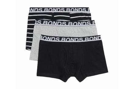 Six Pack Bonds Mens Everyday Trunks in Black Stripe/Grey/Black