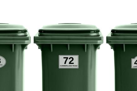 Six-Pack of Personalised Wheelie Bin Stickers