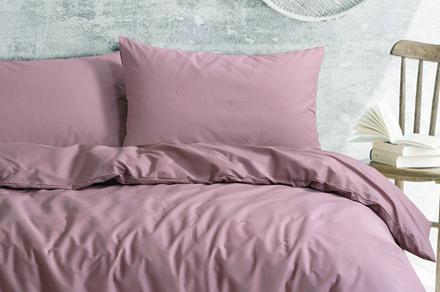 Amsons Plain Dyed Dusky Pink Quilt Cover Set