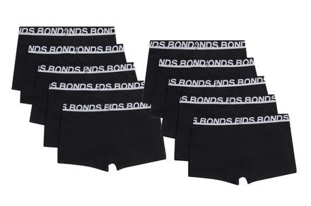 Ten pack of Bonds Men's Everyday Trunks Underwear in Black