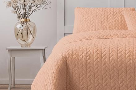 Ardor Boudoir Maya Quilt Cover Set in Peach for King Bed