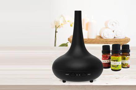 Ultrasonic Aroma Diffuser with Three Essential Oil Scents - Multiple Colour Options!