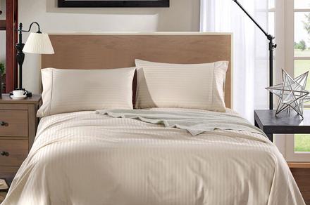 Kensington King Size 1200TC Stripe Cotton Sheet Set - Available in Two Colours!